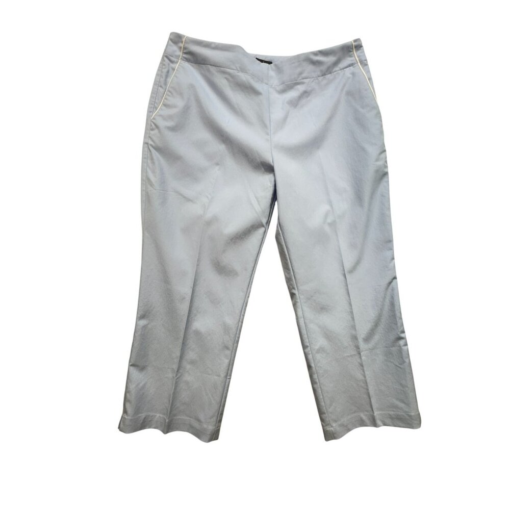 Adidas Womens Capri Pants Size 14 Blue Crop Flat Front Casual Business Pockets